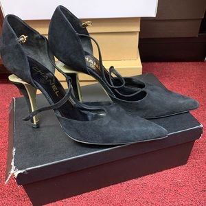 Chanel slingback classic ankle strap shoes.